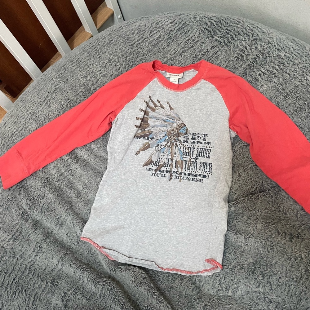 Ariat Youth Equestrian Long-Sleeve Baseball Style Shirt Girl L (12)
